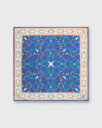 Load image into Gallery viewer, Hand-Rolled Cotton/Linen Pocket Square in Blue/Orange Multi Florals
