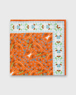 Load image into Gallery viewer, Hand-Rolled Cotton/Linen Pocket Square in Orange/Sky Multi Florals
