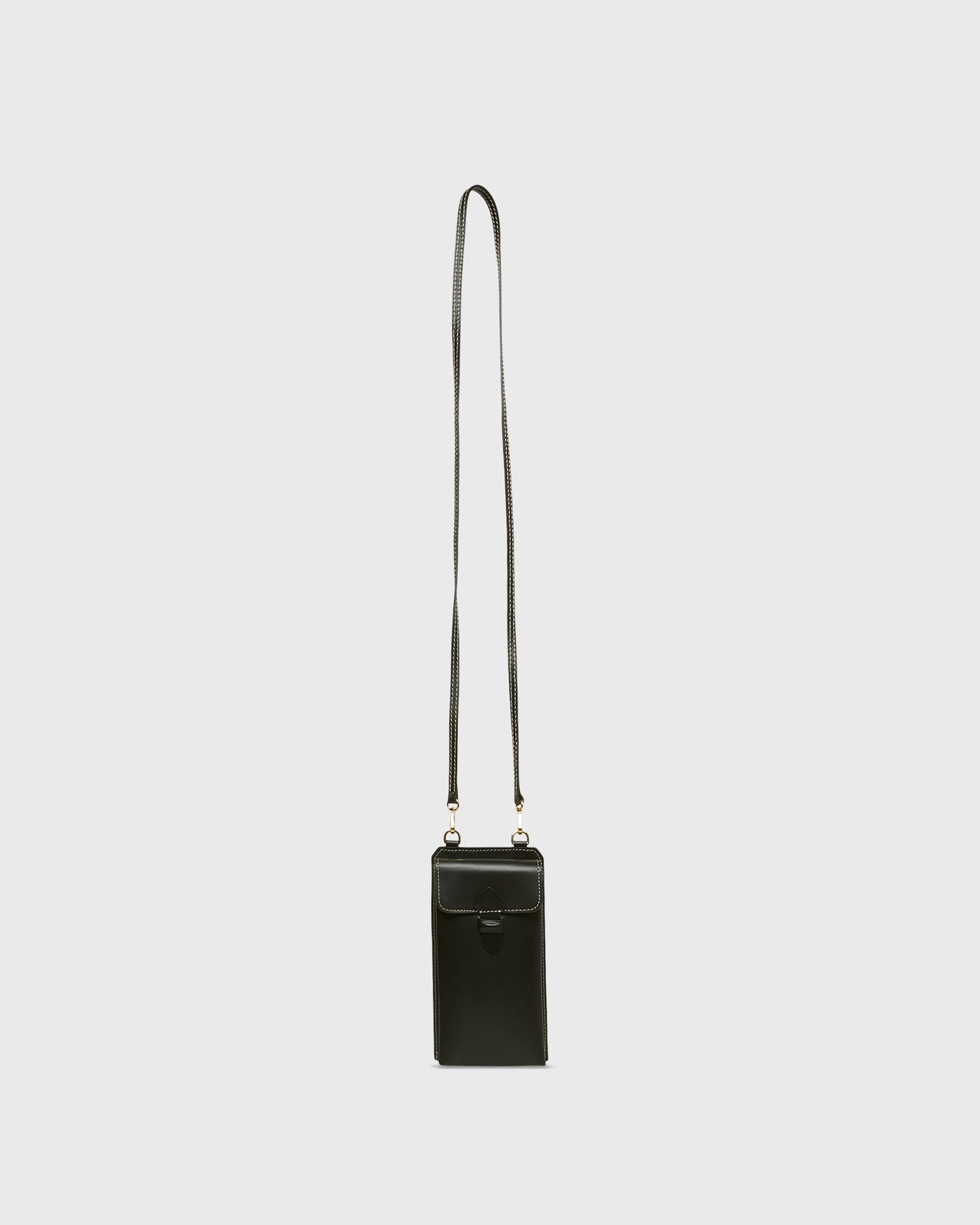 Cell Phone Bag in Black Leather