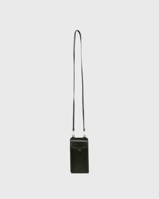 Cell Phone Bag in Black Leather