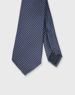 Load image into Gallery viewer, Silk Print Tie in Navy/Yellow Pin Dot
