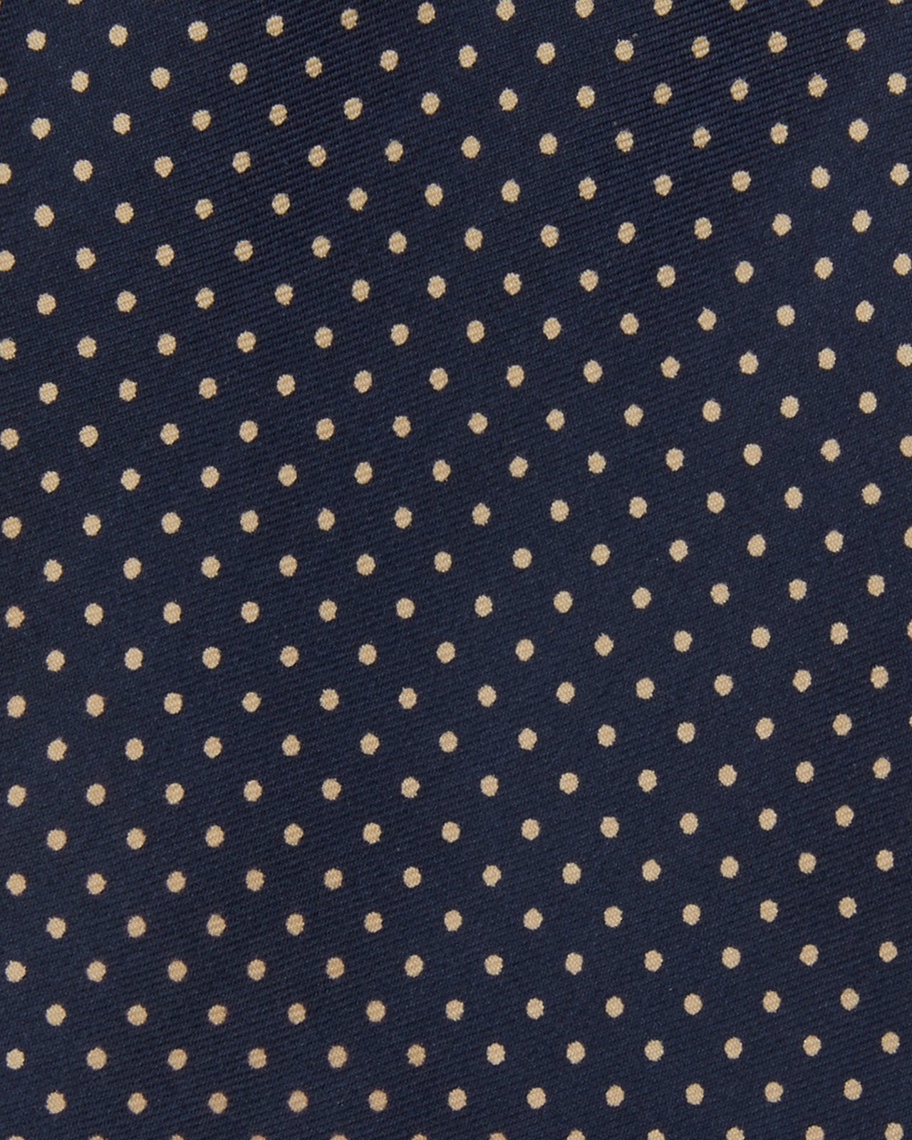 Silk Print Tie in Navy/Yellow Pin Dot