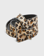 Load image into Gallery viewer, Asymmetrical Loop Thru Belt in Mini Leopard Printed Calf Leather
