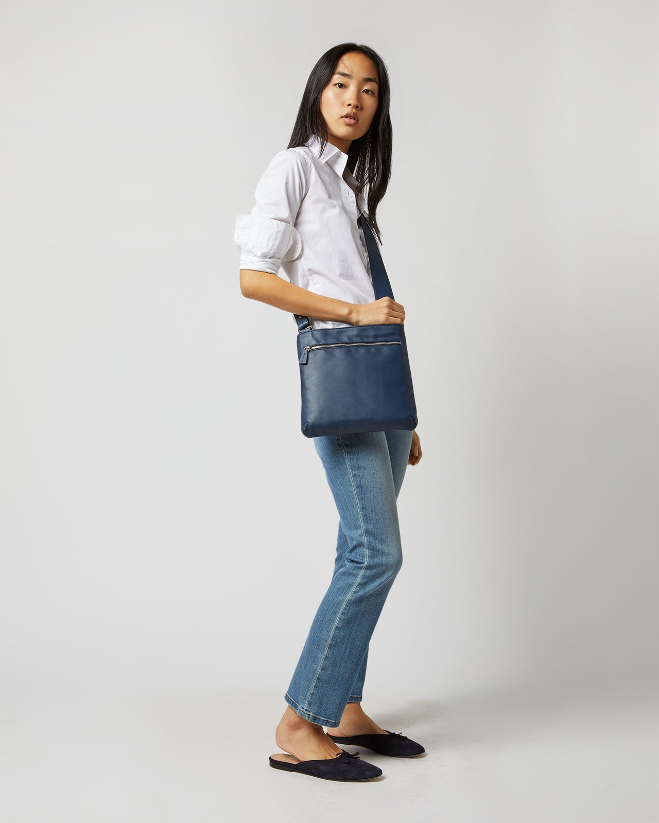 Crossbody Pouch in Space Blue Leather