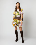 Load image into Gallery viewer, Mini Skirt in Big Flower Rose Heavy Cotton Stretch
