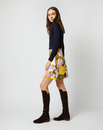 Load image into Gallery viewer, Mini Skirt in Big Flower Rose Heavy Cotton Stretch
