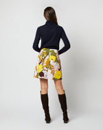 Load image into Gallery viewer, Mini Skirt in Big Flower Rose Heavy Cotton Stretch
