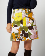 Load image into Gallery viewer, Mini Skirt in Big Flower Rose Heavy Cotton Stretch
