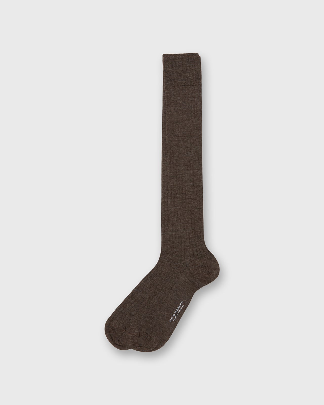 Over-The-Calf Dress Socks in Heather Brown Extra Fine Merino