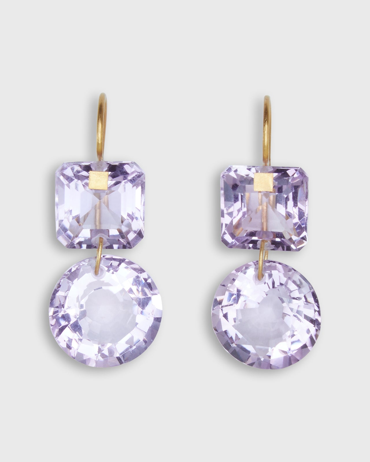 Small Square Incandescence Earrings in Amethyst