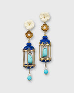 Load image into Gallery viewer, Aviary Classic Earrings in Gold/White/Lapis/Turquoise
