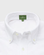 Load image into Gallery viewer, Short-Sleeved Knit Button-Down Popover Shirt in White Pima Pique
