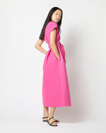 Load image into Gallery viewer, Gianna Maxi Shirtdress in Azalea Cotton/Nylon Faille
