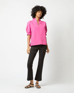 Load image into Gallery viewer, Short-Sleeved Violet Top in Azalea Cotton/Nylon Faille

