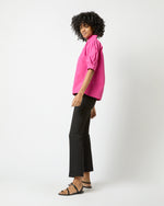 Load image into Gallery viewer, Short-Sleeved Violet Top in Azalea Cotton/Nylon Faille

