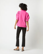 Load image into Gallery viewer, Short-Sleeved Violet Top in Azalea Cotton/Nylon Faille
