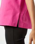 Load image into Gallery viewer, Short-Sleeved Violet Top in Azalea Cotton/Nylon Faille
