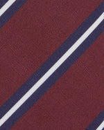 Load image into Gallery viewer, Irish Poplin Tie in Burgundy/Navy/White Stripe
