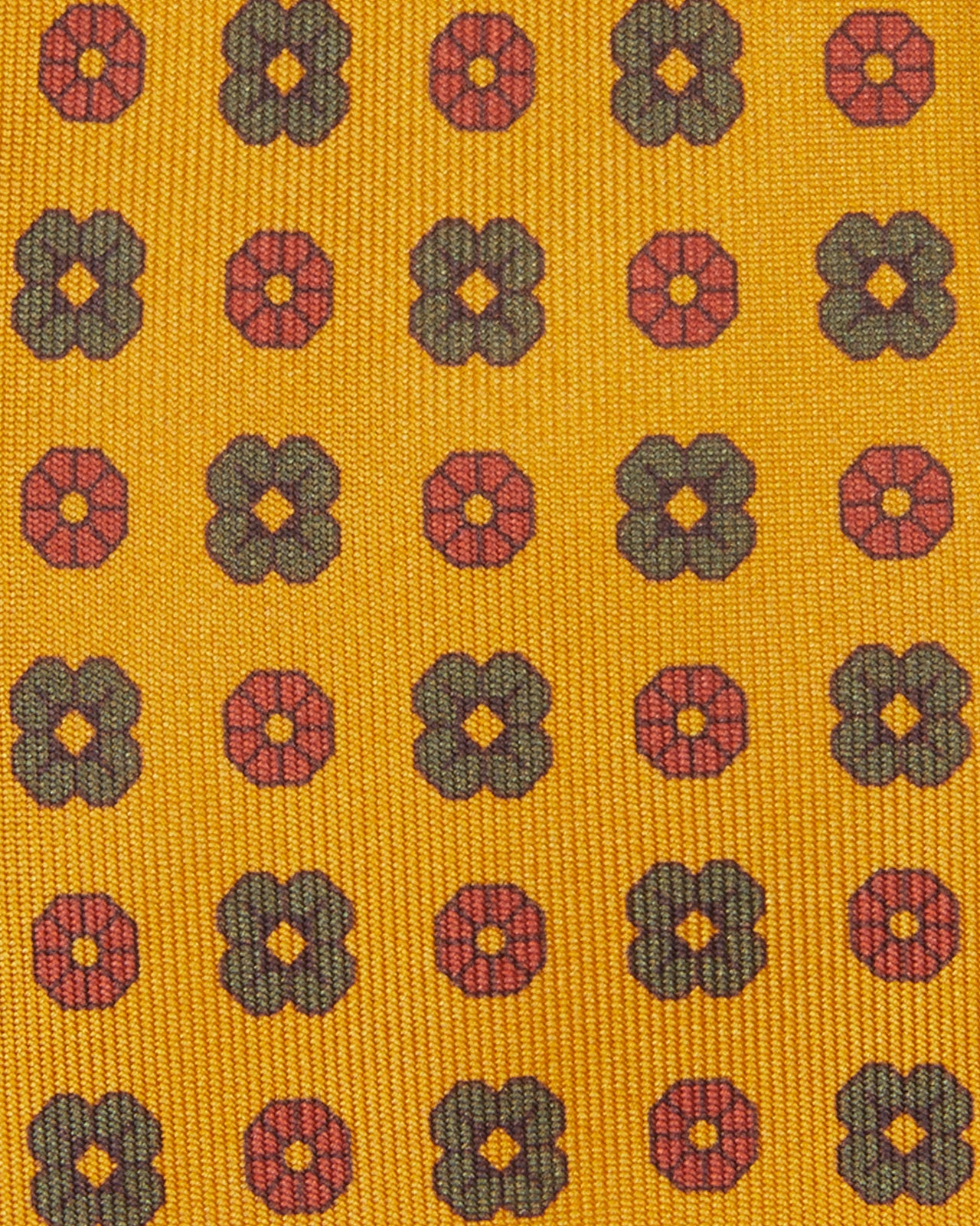 Silk Woven Tie in Gold/Olive/Brick Flowers
