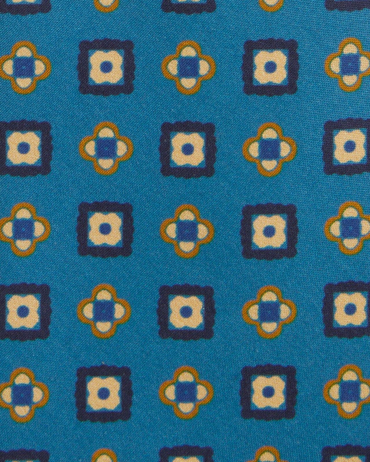 Silk Print Tie in River/Navy/Chartreuse Medallion