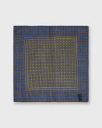 Load image into Gallery viewer, Hand-Rolled Wool/Silk Pocket Square in Blue/Stone Medallion
