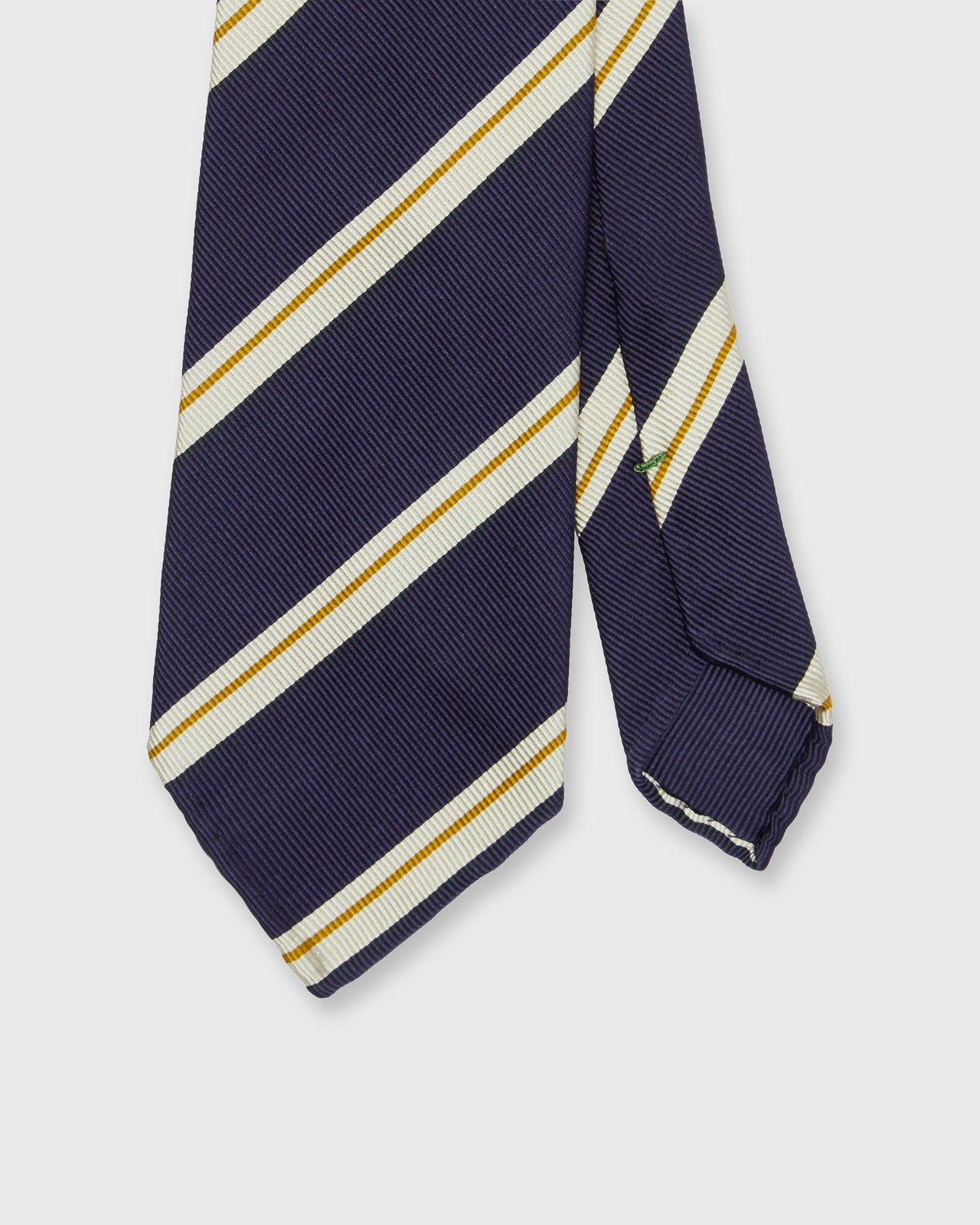 Silk Woven Tie in Navy/Bone/Yellow Stripe