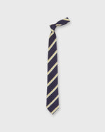 Load image into Gallery viewer, Silk Woven Tie in Navy/Bone/Yellow Stripe
