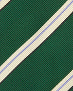 Load image into Gallery viewer, Silk Woven Tie in Green/Bone/Lavender Stripe
