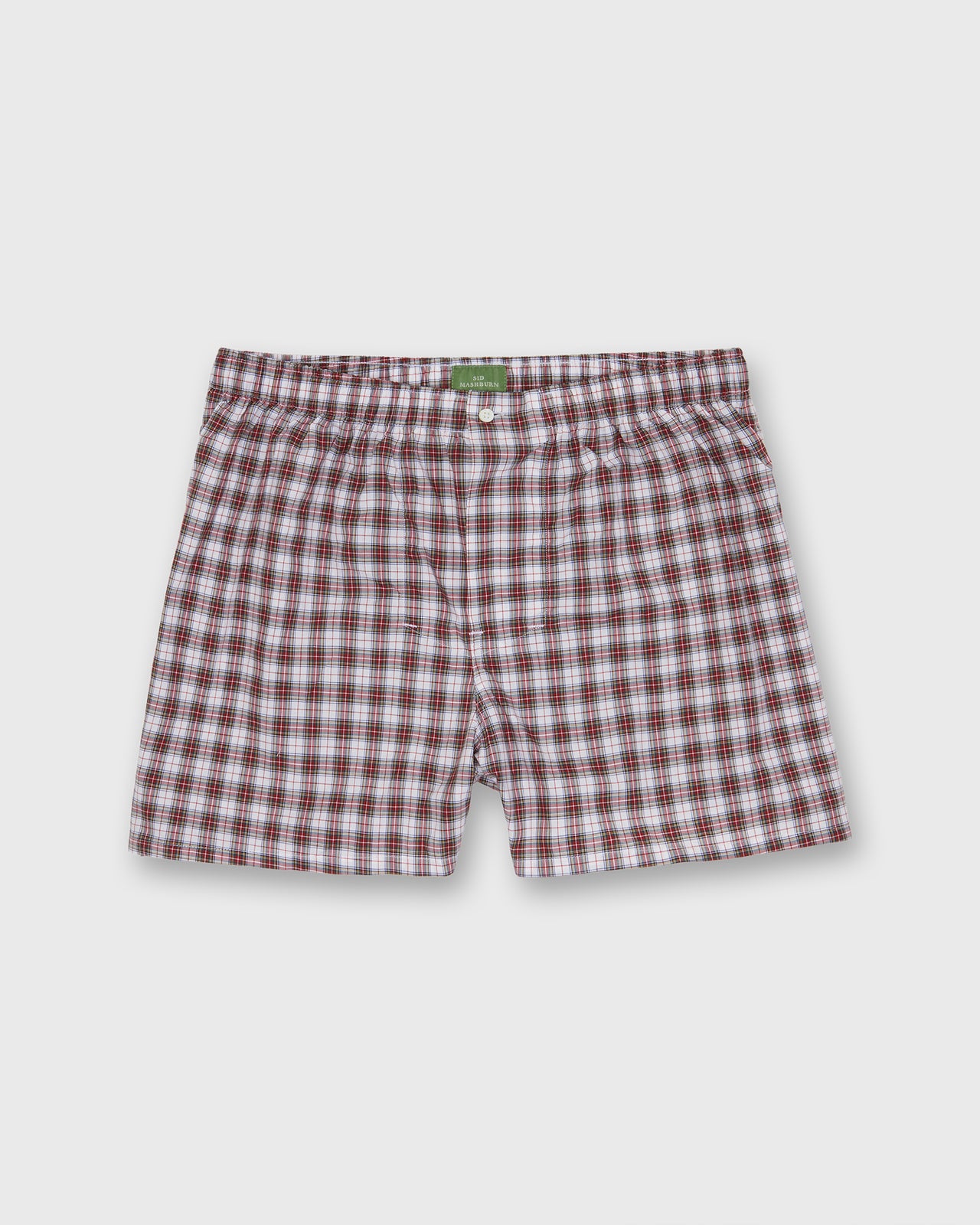 Button-Front Boxer Short in Red/White Dress Stewart Tartan Poplin