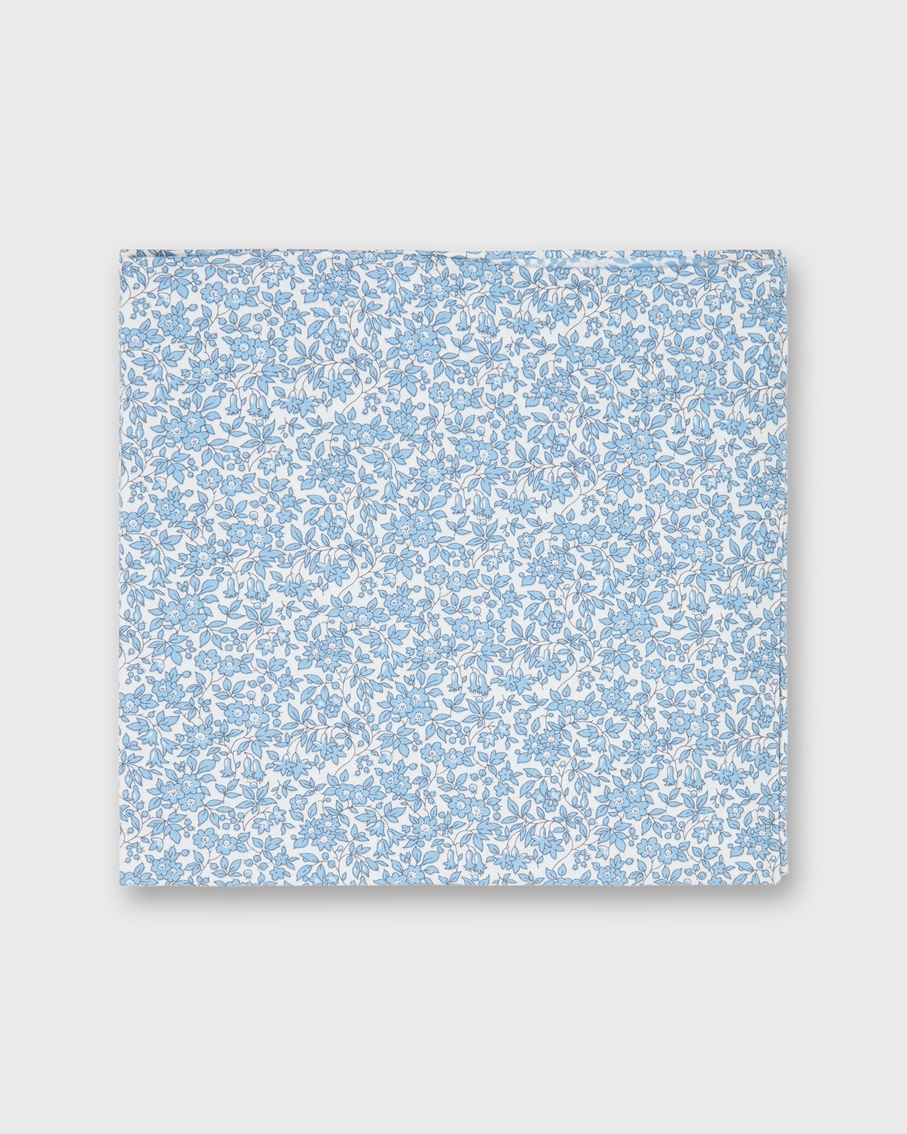 Hand-Rolled Cotton Pocket Square in Steel Blue Chamomile Liberty Fabric