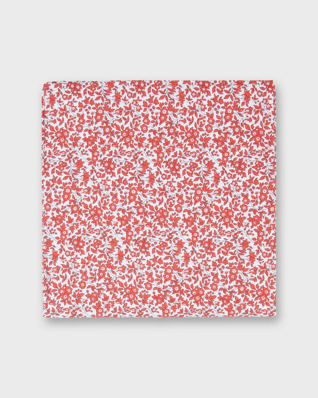 Hand-Rolled Cotton Pocket Square in Red/White Multi Chamomile Liberty Fabric