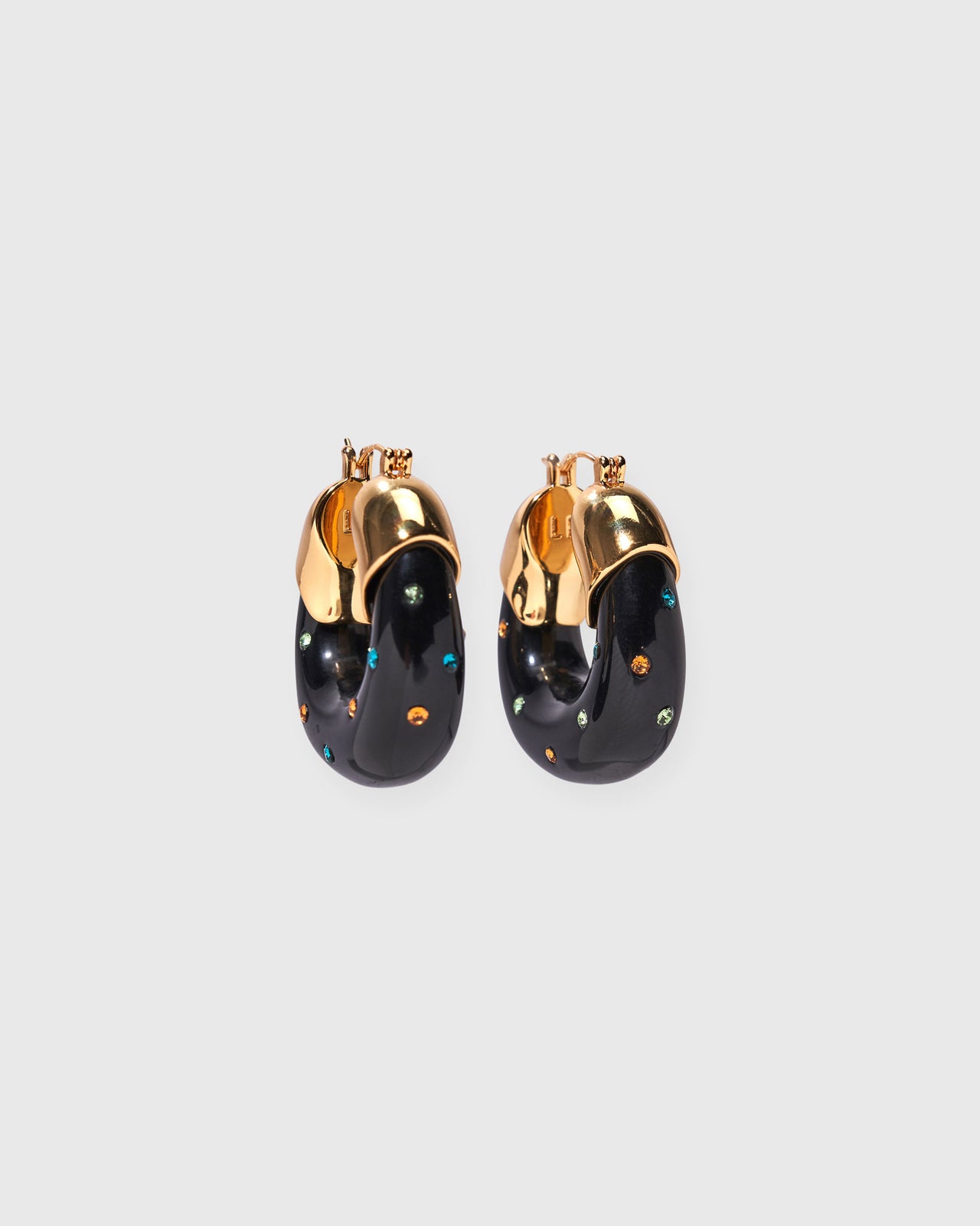 Organic Hoop Earrings in Studded Onyx
