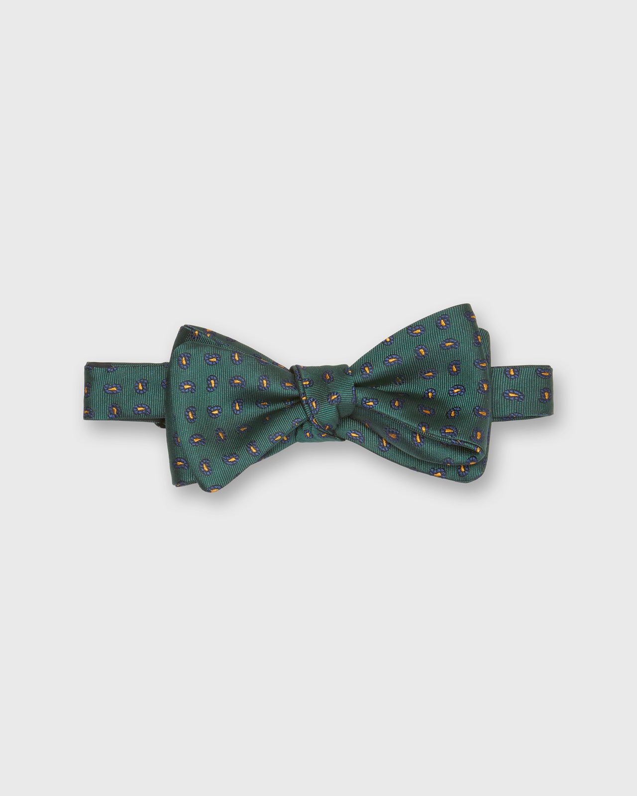 Silk Bow Tie in Forest/Blue/Gold Foulard