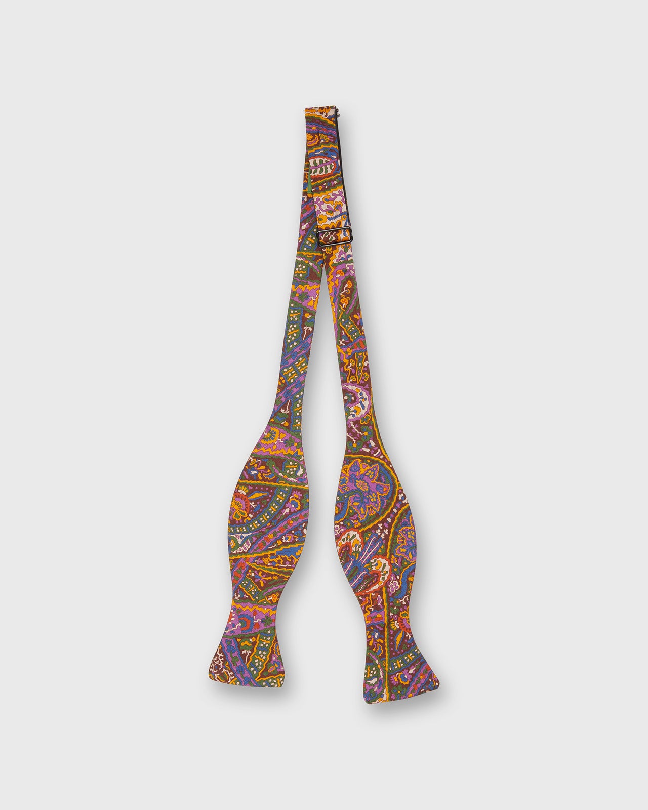 Silk Bow Tie in Yellow/Purple Multi
