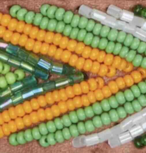 1.25" African Beaded Belt in Mango/Green Arrow