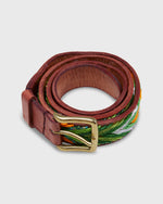 Load image into Gallery viewer, 1.25" African Beaded Belt in Mango/Green Arrow
