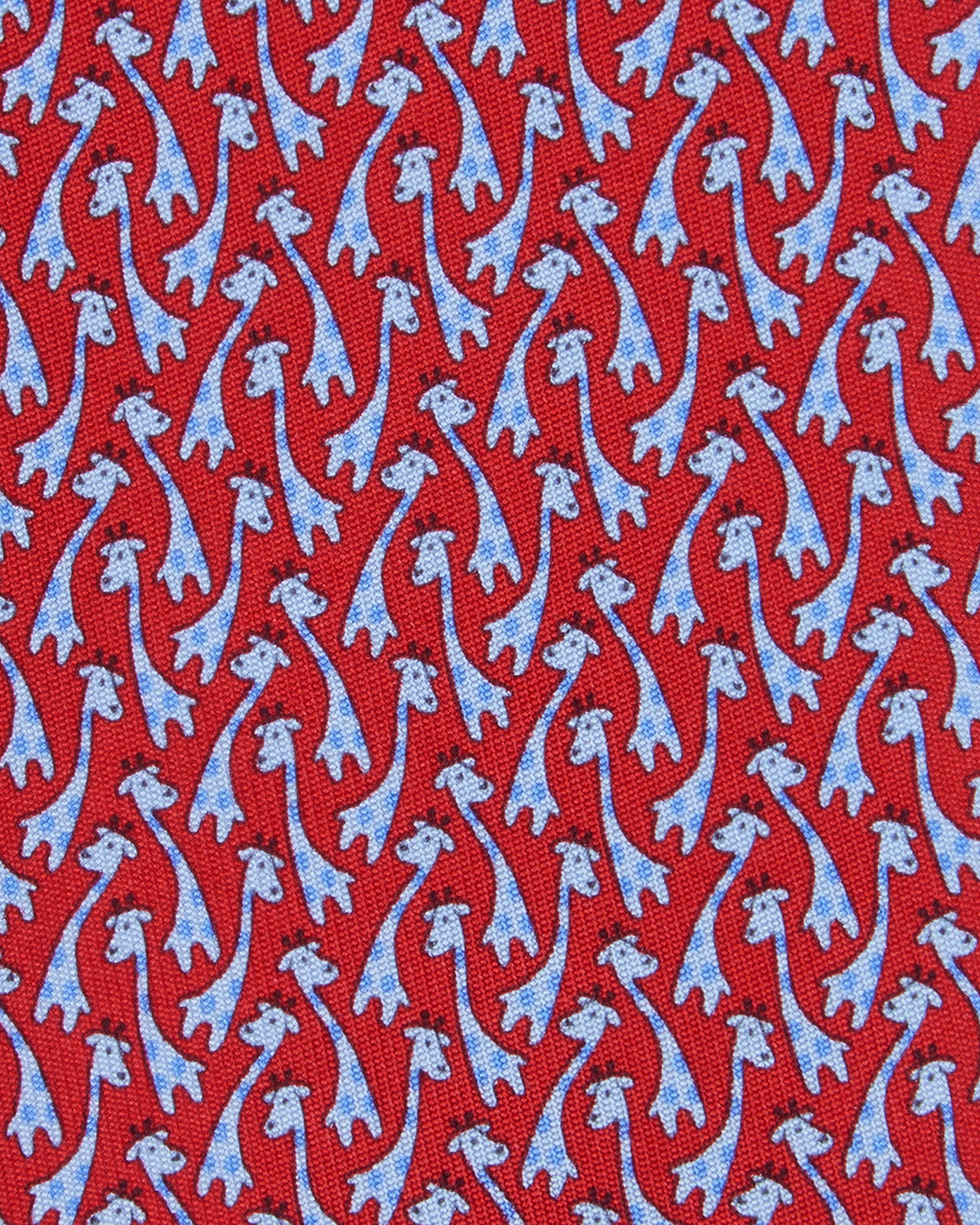 Silk Print Tie in Red Giraffes