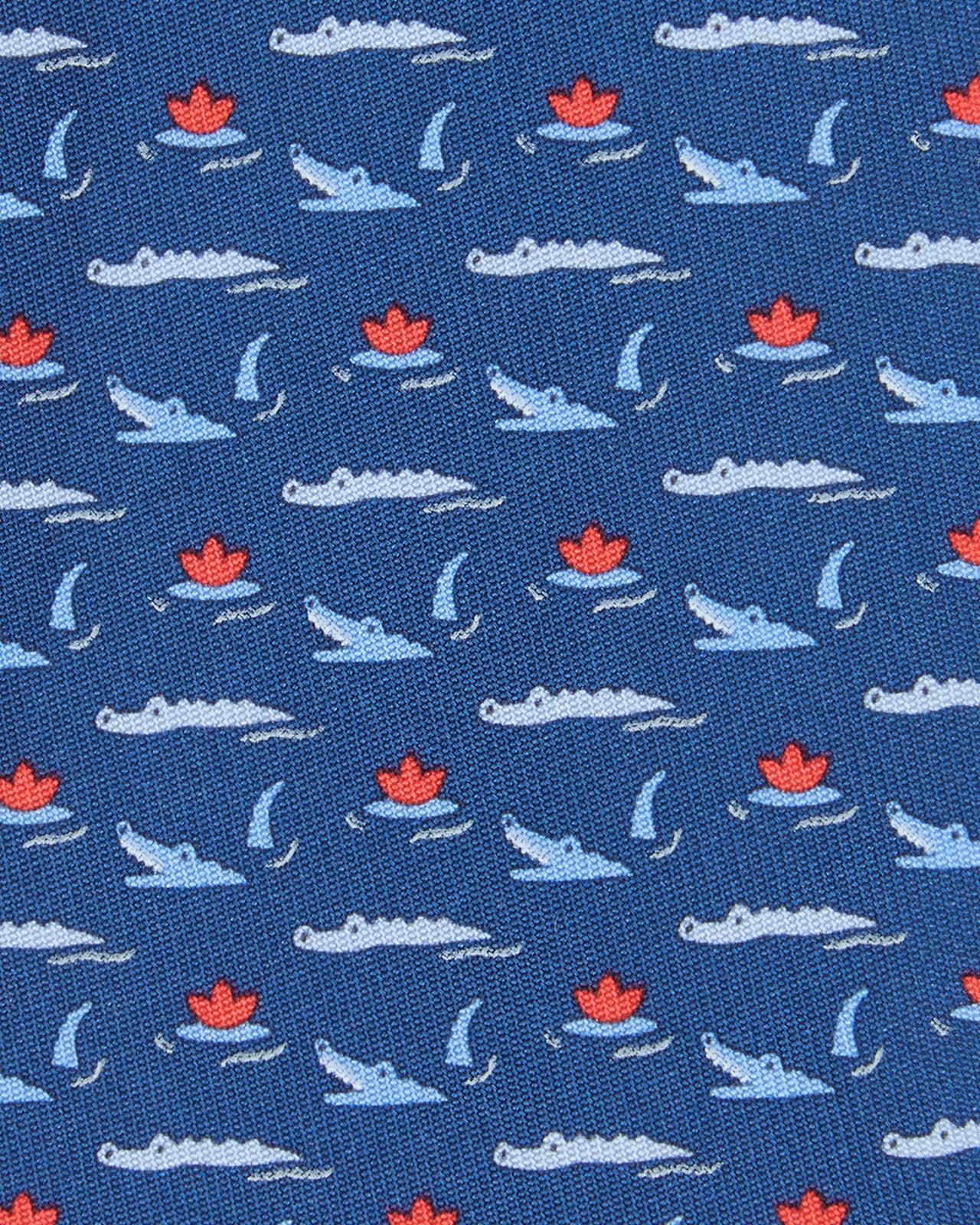 Silk Print Tie in Navy Crocodiles