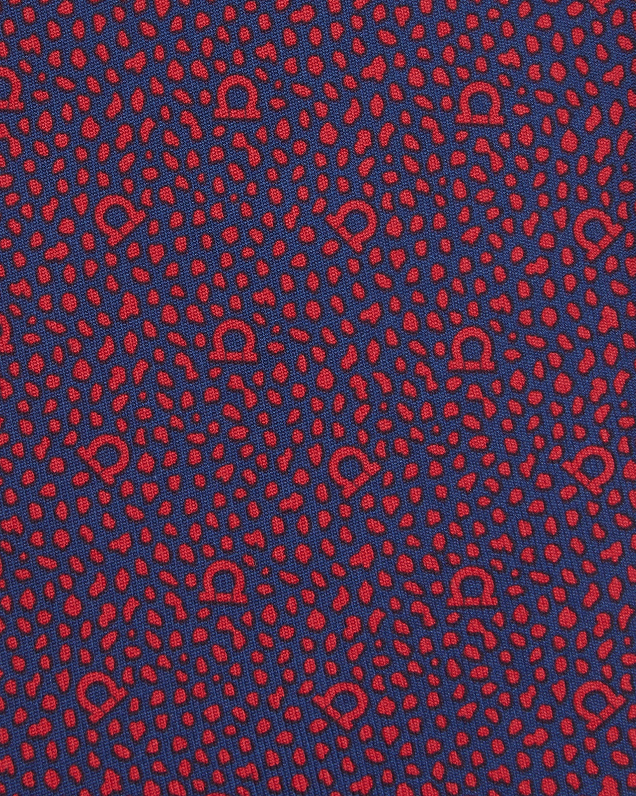 Silk Print Tie in Navy/Red Abstract Gancini