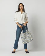 Load image into Gallery viewer, Reusable Tote Bag in Blue/Yellow Heidy Meadow Liberty Fabric
