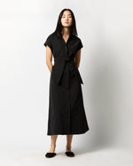 Load image into Gallery viewer, Gianna Maxi Shirtdress in Black Cotton/Nylon Faille

