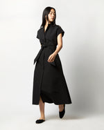 Load image into Gallery viewer, Gianna Maxi Shirtdress in Black Cotton/Nylon Faille
