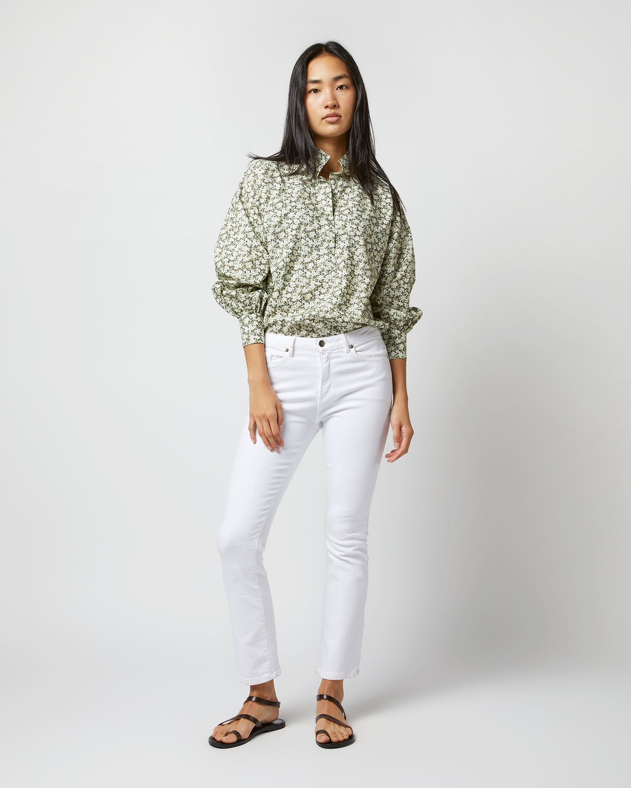 Anaya Popover Shirt in Olive Eliasson Liberty Fabric