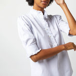 Load image into Gallery viewer, Made-to-Order Fabric in White/Blue Graph Check Poplin
