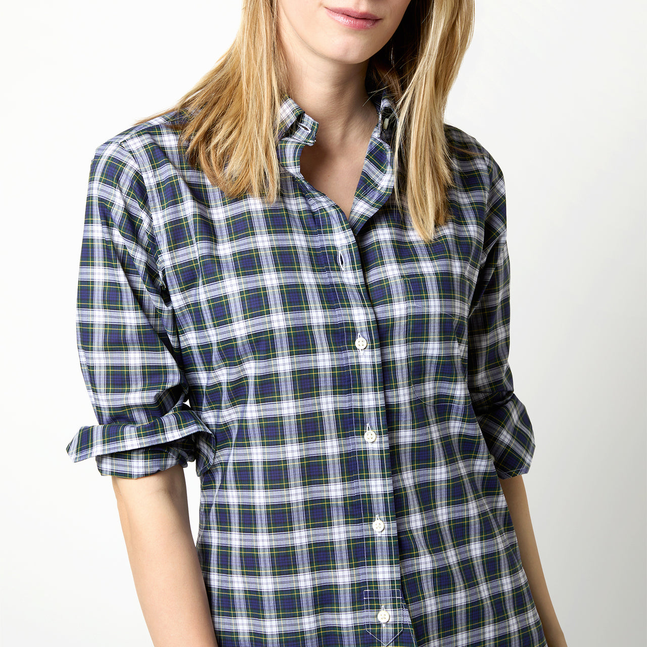 Made-to-Order Fabric in Navy/Green Gordon Tartan Poplin