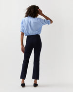 Load image into Gallery viewer, Lara Knit Flare Cropped Pant in Navy Supima Cotton
