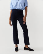 Load image into Gallery viewer, Lara Knit Flare Cropped Pant in Navy Supima Cotton
