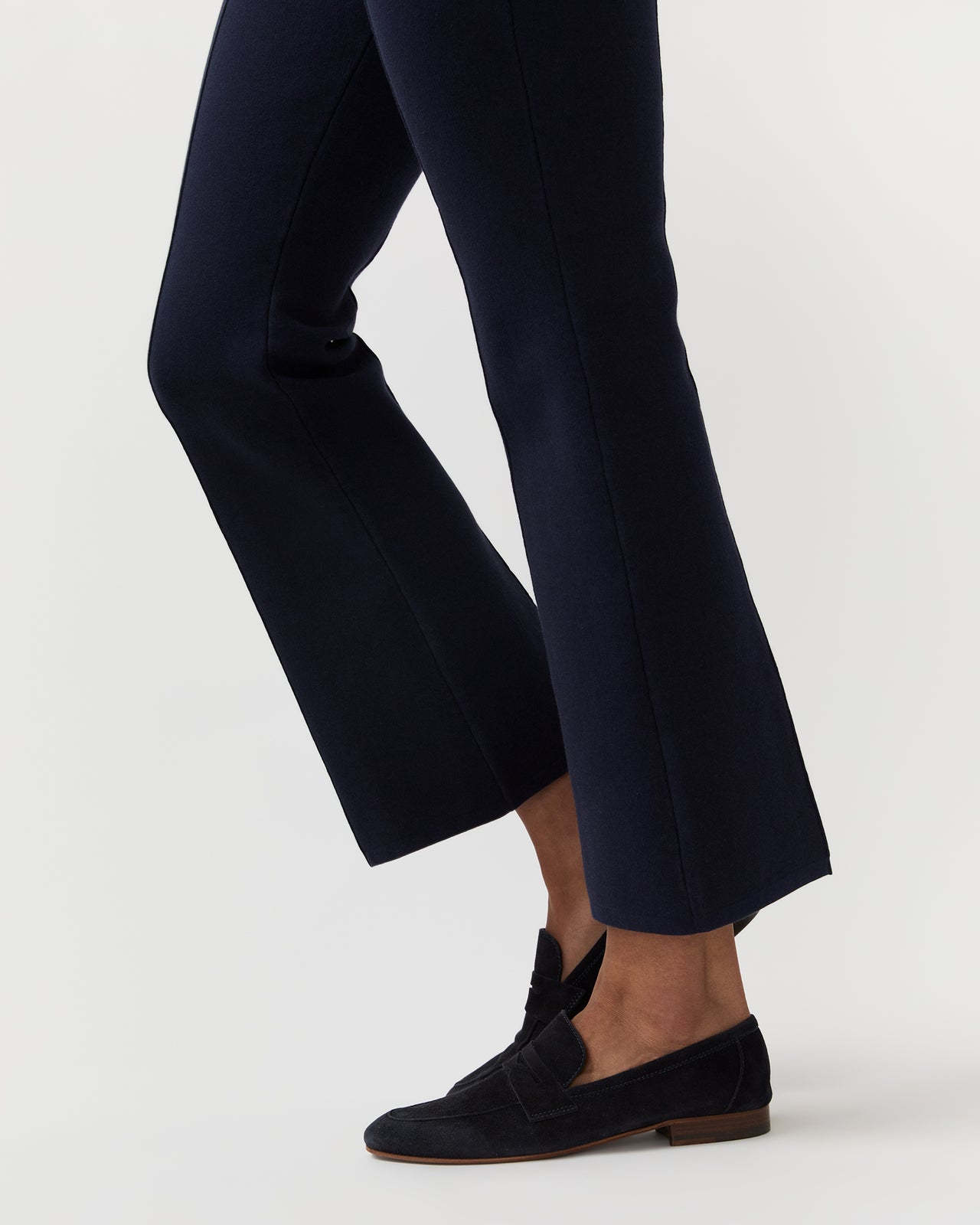 Lara Knit Flare Cropped Pant in Navy Supima Cotton
