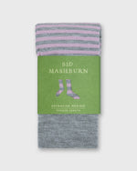 Load image into Gallery viewer, Striped Trouser Dress Socks in Heather Grey/Orchid Extra Fine Merino
