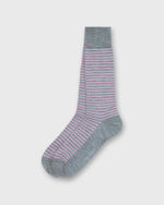 Load image into Gallery viewer, Striped Trouser Dress Socks in Heather Grey/Orchid Extra Fine Merino
